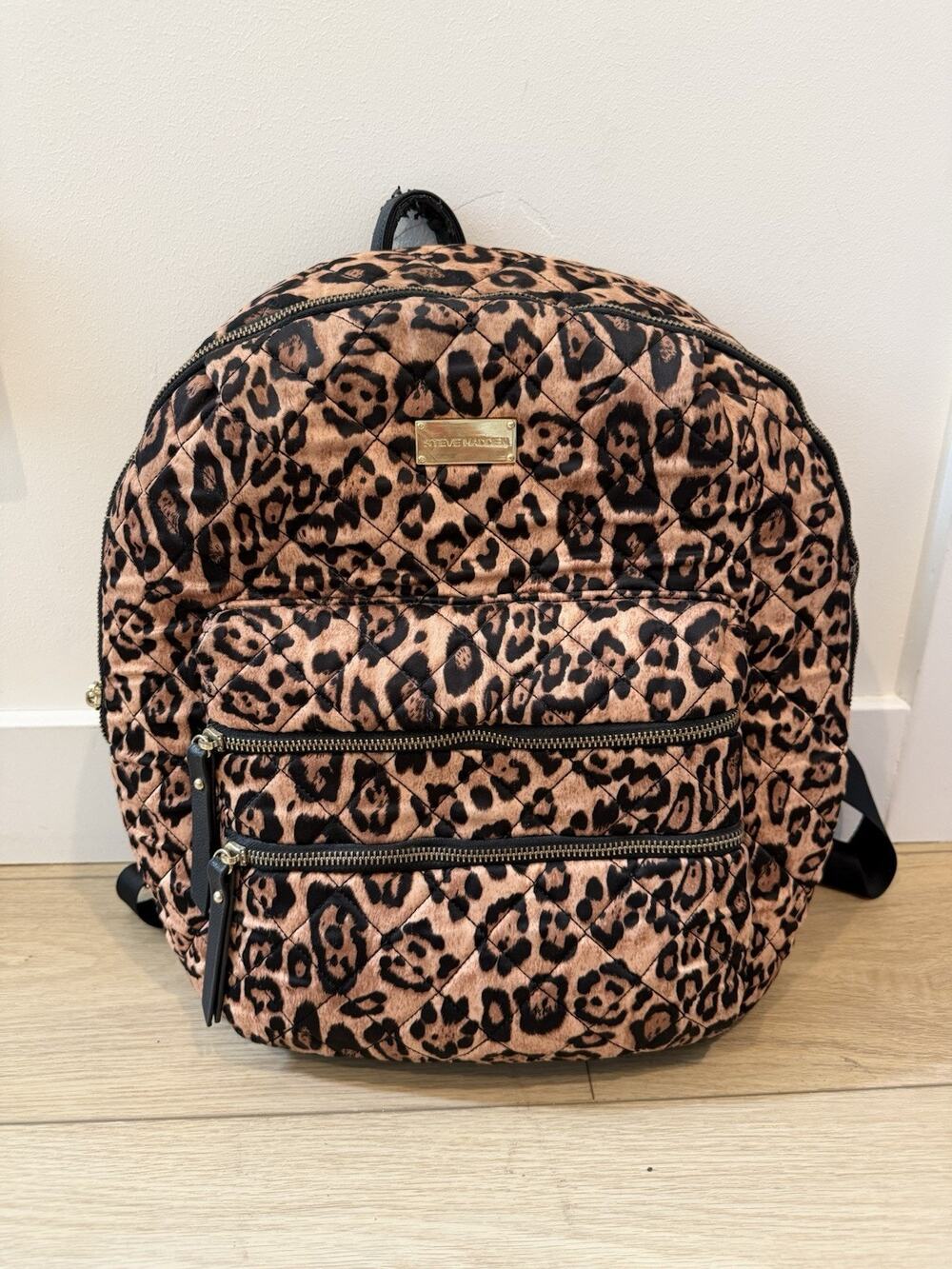 Steve Madden Leopard Travel School Laptop Nylon Backpack Bag